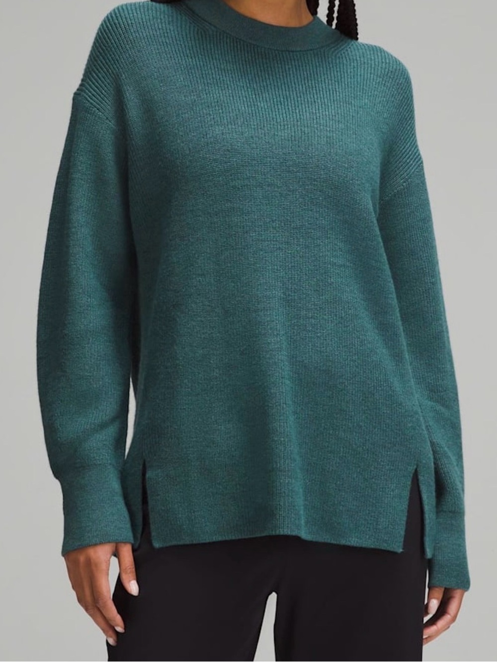 Lululemon Merino Wool blend Teal Crewneck Knit Sweater size 8